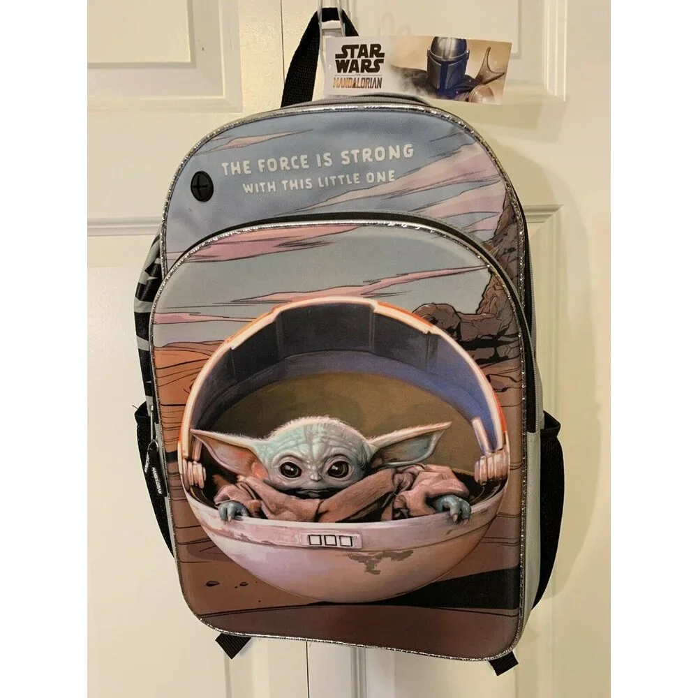 New Disney Star Wars Mandalorian Baby‎ Yoda 18”kids Backpack The Force Is Strong